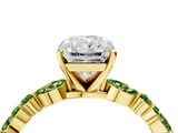 Dynamic Name Yellow gold Radiant Cut Diamond Ring with Marquise and Round with Peridot side stone Side Stones and Four-Prong Setting_4