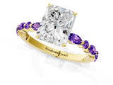 Dynamic Name Yellow gold Radiant Cut Diamond Ring with Marquise and Round with Tanzanite side stone Side Stones and Four-Prong Setting_1