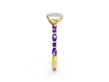 Dynamic Name Yellow gold Radiant Cut Diamond Ring with Marquise and Round with Tanzanite side stone Side Stones and Four-Prong Setting_2