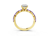 Dynamic Name Yellow gold Radiant Cut Diamond Ring with Marquise and Round with Tanzanite side stone Side Stones and Four-Prong Setting_3