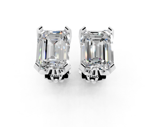 Platinum 2.13 Carat D VS1 Emerald Brilliant Diamond Stud Earrings