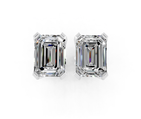 Platinum 2.13 Carat D VS1 Emerald Brilliant Diamond Stud Earrings