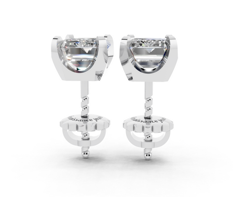 Platinum 2.13 Carat D VS1 Emerald Brilliant Diamond Stud Earrings