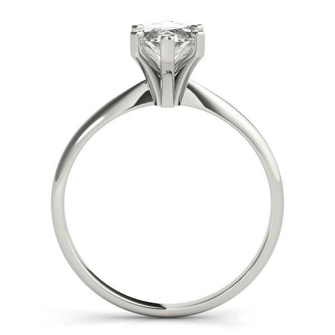 White gold Marquise Solitaire Diamond Ring with Split Shank and Six-Prong Setting