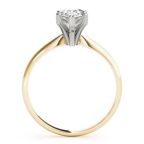 Yellow gold Pear Shaped Solitaire Diamond Ring with Six-Prong Setting and Classic Band