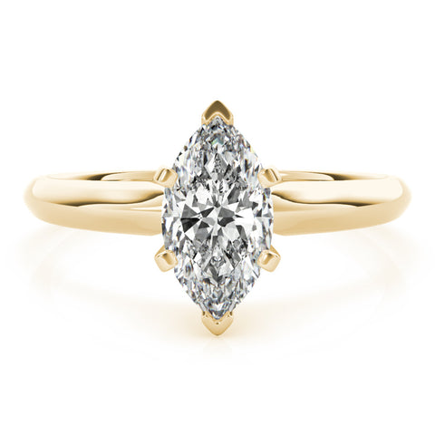 Yellow gold Marquise Solitaire Knife-Edge Six-Prong Ring