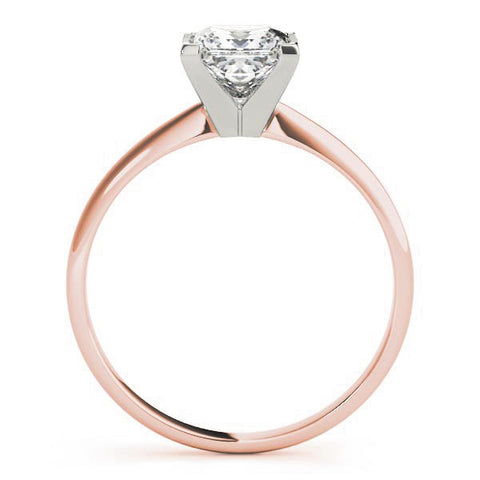 Rose gold Princess Cut Solitaire Ring with Square Prong Setting and Classic Band