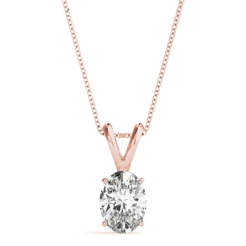 Rose gold Oval Solitaire Diamond Prong Pendant