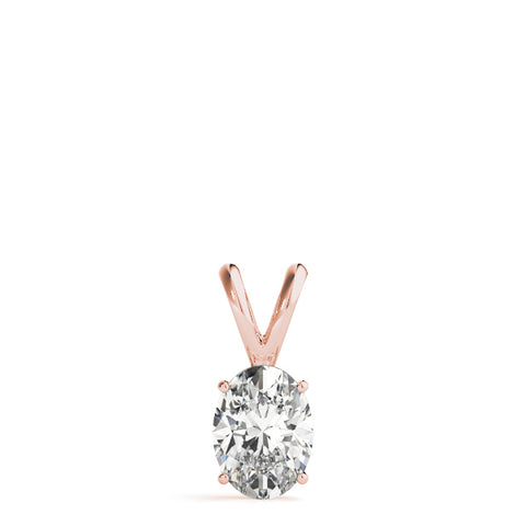 Rose gold Oval Solitaire Diamond Prong Pendant