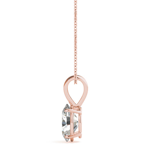 Rose gold Oval Solitaire Diamond Prong Pendant