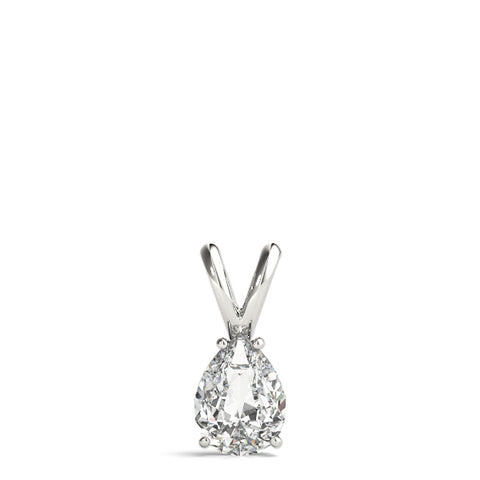 White gold Pear Cut Solitaire Pendant with Three-Prong Setting