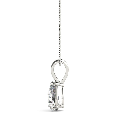 White gold Pear Cut Solitaire Pendant with Three-Prong Setting