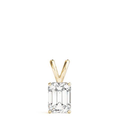 Yellow gold Emerald Cut Solitaire Pendant with Four-Prong Setting
