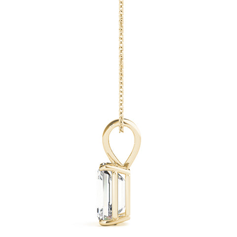 Yellow gold Emerald Cut Solitaire Pendant with Four-Prong Setting