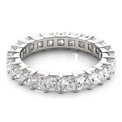White gold Princess Cut Diamond Eternity Band with Channel Setting and Shared Prong 2