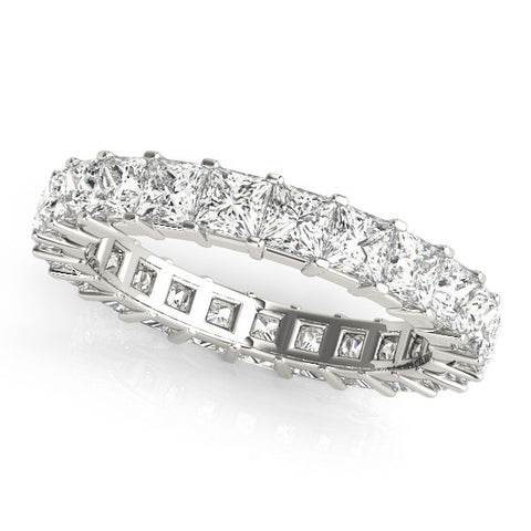 White gold Princess Cut Diamond Eternity Band with Channel Setting and Shared Prong 1