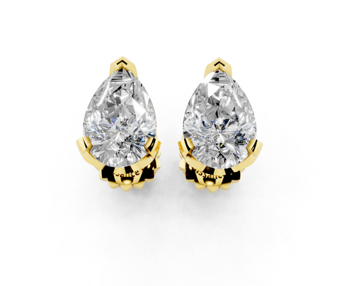 18K Yellow Gold 3.1 Carat D VVS2 Pear Brilliant Diamond Stud Earrings