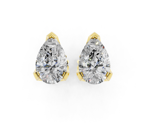 18K Yellow Gold 3.1 Carat D VVS2 Pear Brilliant Diamond Stud Earrings