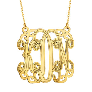 White gold Monogram Pendant Necklace