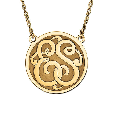 Yellow gold Gold/Silver Round Monogram Pendant