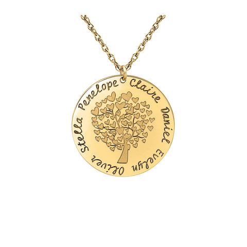 White gold Gold and Silver Family Tree Pendant with Heart Motif
