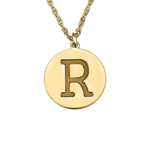 White gold Round Initial Pendant Necklace