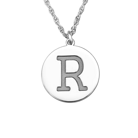White gold Round Initial Pendant Necklace