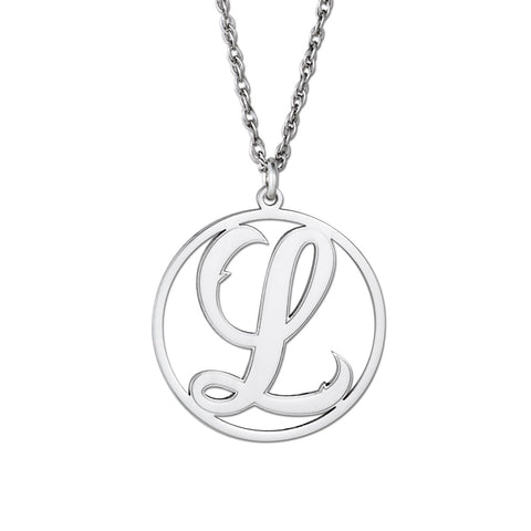 White gold Gold and Silver Monogram Circle Pendant
