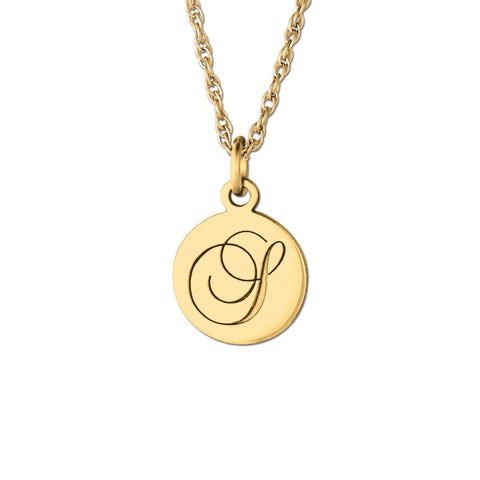 White gold Gold and Silver Round Pendant with Engraved Initial