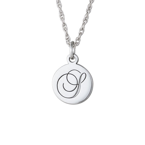White gold Gold and Silver Round Pendant with Engraved Initial