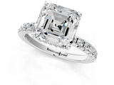 Platinum 0.5 Carat Asscher Cut  Pave Band Solitaire Ring with Four-Prong Setting_1