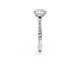 Platinum 0.5 Carat Radiant Cut  Solitaire Ring with Pavé Band and Four-Prong Setting_26