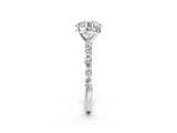 Platinum 0.5 Carat Round Cut Diamond Ring with Marquise and Round  Side Stones and Four-Prong Setting_74