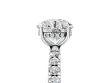 Platinum 0.5 Carat Round Cut  Pave Band Solitaire Ring with Four-Prong Setting_5