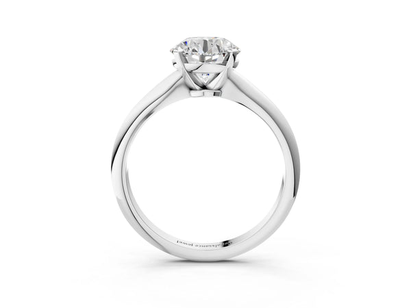 0.5 Carat Round Cut Platinum Diamond Solitaire Engagement Ring with Classic Band and Four-Prong Setting