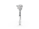 Platinum 0.5 Carat Three-Stone Heart Cut  Ring with Pavé Band and Prong Setting_14