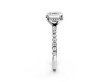 Platinum 1 Carat Asscher Cut  Solitaire Ring with Pavé Band and Four-Prong Setting_14