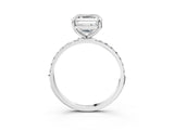 Platinum 1 Carat Asscher Cut  Solitaire Ring with Pave Band and Four Prong Setting_27