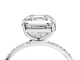 Platinum 1 Carat Asscher Cut  Solitaire Ring with Pave Band and Four Prong Setting_28