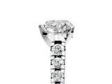 Platinum 1 Carat Heart Cut  Solitaire Ring with Cathedral Setting and Pavé Band_17