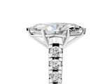 Platinum 1 Carat Marquise Cut  Solitaire Ring with Cathedral Setting and Pavé Band_17