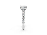 Platinum 1 Carat Princess Cut  Solitaire with Side Stones, Pave Band, Four-Prong Setting_26