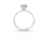 Platinum 1 Carat Radiant Cut  Solitaire Ring with Pave Band and Four Prong Setting_39