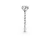 Platinum 1 Carat Round Cut  Solitaire Ring with Pave Band and Four Prong Setting_33