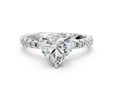 Platinum 1.5 Carat Heart Cut  Solitaire Ring with Pavé Band and Four-Prong Setting_24