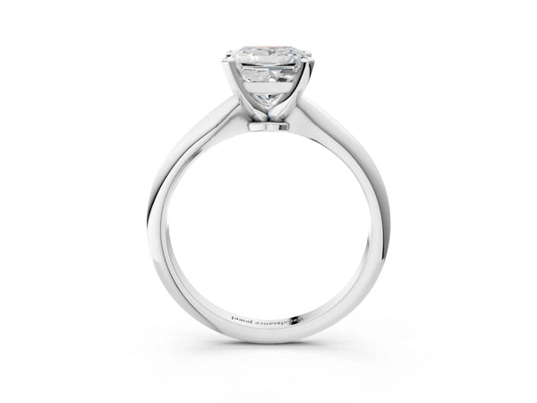 1.5 Carat Princess Cut Platinum Diamond Solitaire Engagement Ring with Classic Band and Four-Prong Setting