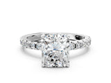 Platinum 1.5 Carat Radiant Cut  Solitaire Ring with Pavé Band and Four-Prong Setting_24