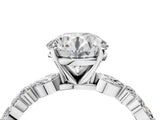 Platinum 1.5 Carat Round Cut Diamond Ring with Marquise and Round  Side Stones and Four-Prong Setting_88
