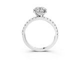 Platinum 1.5 Carat Round Cut Diamond Solitaire Ring with Round  Pavé Band and Four-Prong Setting_99