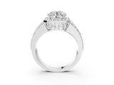 Platinum 1.5 Carat Round Cut Halo  Ring with Split Shank and Four-Prong Setting_15